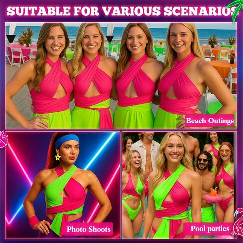 Neon Womens Ribbed Halter Crop Top Ruched Lace up Cropped Criss Cross Wrap Tie Tight Tank Top for 80's Party in Saudi Arabia