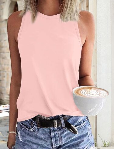 Womens 2025 New Summer Tank Tops Sleeveless Crewneck Loose Fit Cami Casual Shirt in Saudi Arabia