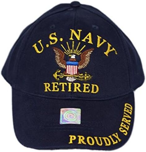 Military USN Retired Eagle Anchor Proudly Served Blue Embroidered Cap Hat EE in Saudi Arabia
