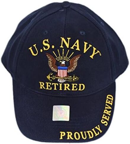Military USN Retired Eagle Anchor Proudly Served Blue Embroidered Cap Hat EE in Saudi Arabia