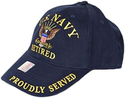 Military USN Retired Eagle Anchor Proudly Served Blue Embroidered Cap Hat EE in Saudi Arabia