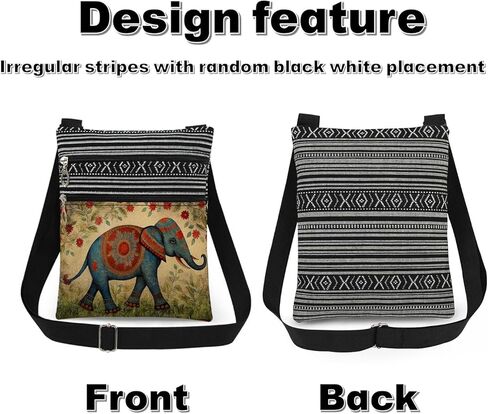 Elephant Print Crossbody Bag Adjustable Shoulder Strap Messenger Bag for Travel Sister Exotic Festival Gift Birthday Present for Adult in Saudi Arabia