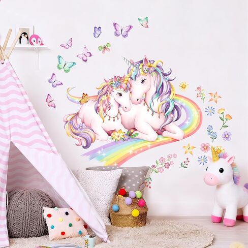 Tanlaby Large Rainbow Fairy Wall Stickers Elf Stars Wall Decals Peel and Stick Wall Art Sticker for Girls Bedroom Baby Nursery Kids Playroom Daycare Classroom Decor in Kuwait