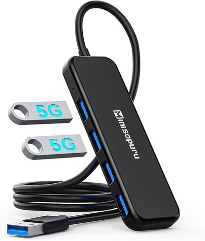 Minisopuru USB 3.0 Hub، USB Hub للكمبيوتر المحمول مع كابل ممتد بطول 1.8 قدم (الشحن غير مدعوم)، 4 منافذ USB Hub، موزع USB لمحرك الفلاش، HDD، وحدة التحكم، XPS، لوحة المفاتيح، الطابعة، الماوس، إلخ. in Kuwait