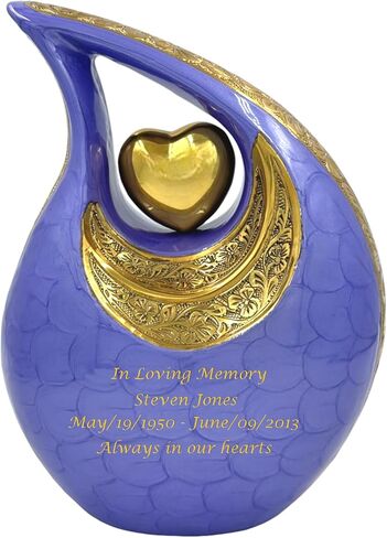 Black Personalized Teardrop Cremation Urn for Adults – Elegant Memorial Urn with Engraving – Includes Velvet Bag in Saudi Arabia
