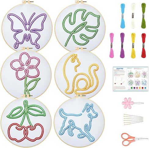 BEUNITONE Hummingbird Embroidery Kit for Adults, 6PC Floral Bird Cross Stitch Set with Colorful Threads, Nature Inspired DIY Artwork, Home Decor Gift for Her in Saudi Arabia