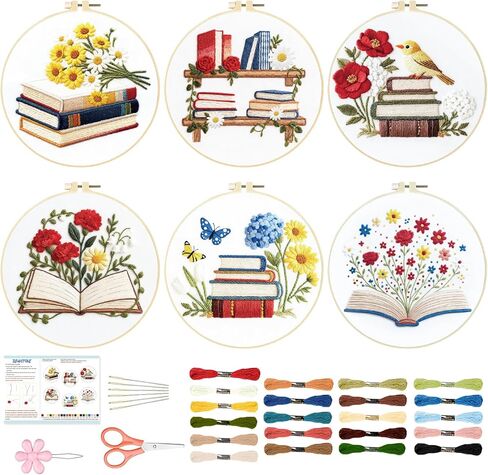 BEUNITONE Hummingbird Embroidery Kit for Adults, 6PC Floral Bird Cross Stitch Set with Colorful Threads, Nature Inspired DIY Artwork, Home Decor Gift for Her in Saudi Arabia