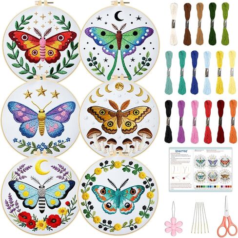 BEUNITONE Hummingbird Embroidery Kit for Adults, 6PC Floral Bird Cross Stitch Set with Colorful Threads, Nature Inspired DIY Artwork, Home Decor Gift for Her in Saudi Arabia