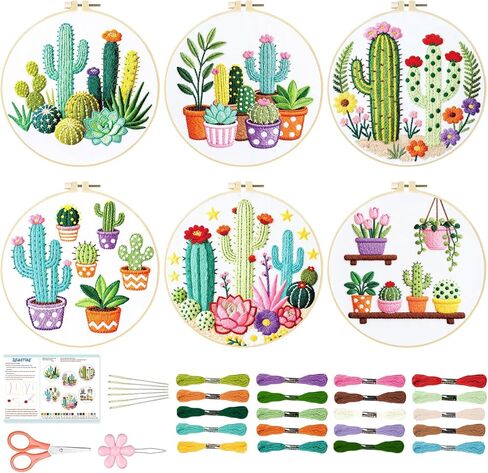 BEUNITONE Hummingbird Embroidery Kit for Adults, 6PC Floral Bird Cross Stitch Set with Colorful Threads, Nature Inspired DIY Artwork, Home Decor Gift for Her in Saudi Arabia