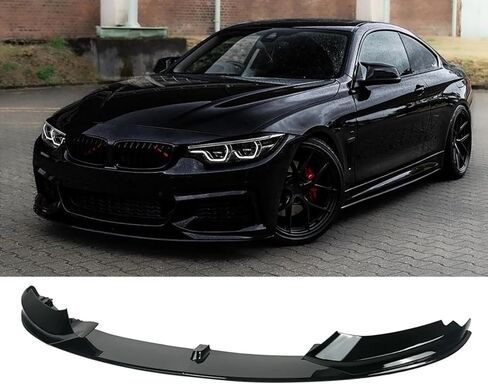 شفة مقسمة أمامية متوافقة مع BMW 4 Series F32 2014-2020 420i 428i 430i 435i 440i M Sport، ABS ممتص الصدمات الأمامي ملمع شفاه أسود in Saudi Arabia