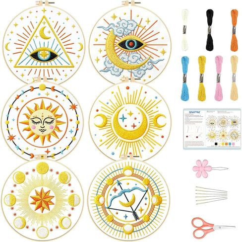 BEUNITONE Hummingbird Embroidery Kit for Adults, 6PC Floral Bird Cross Stitch Set with Colorful Threads, Nature Inspired DIY Artwork, Home Decor Gift for Her in Saudi Arabia