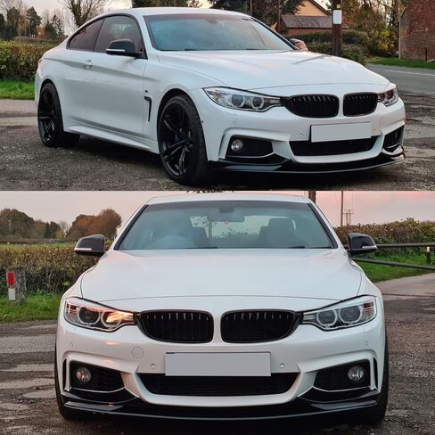 شفة مقسمة أمامية متوافقة مع BMW 4 Series F32 2014-2020 420i 428i 430i 435i 440i M Sport، ABS ممتص الصدمات الأمامي ملمع شفاه أسود in Saudi Arabia
