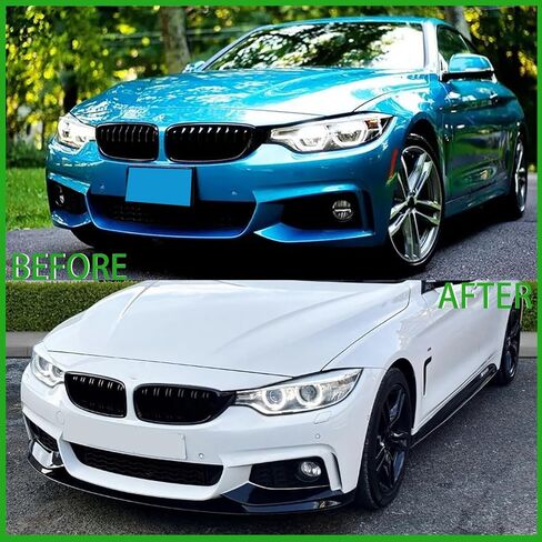 شفة مقسمة أمامية متوافقة مع BMW 4 Series F32 2014-2020 420i 428i 430i 435i 440i M Sport، ABS ممتص الصدمات الأمامي ملمع شفاه أسود in Saudi Arabia