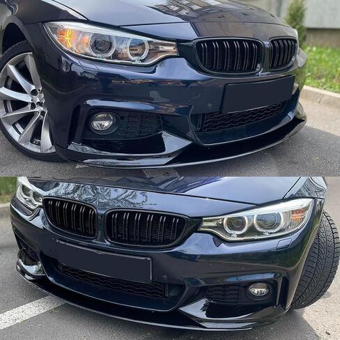 شفة مقسمة أمامية متوافقة مع BMW 4 Series F32 2014-2020 420i 428i 430i 435i 440i M Sport، ABS ممتص الصدمات الأمامي ملمع شفاه أسود in Saudi Arabia
