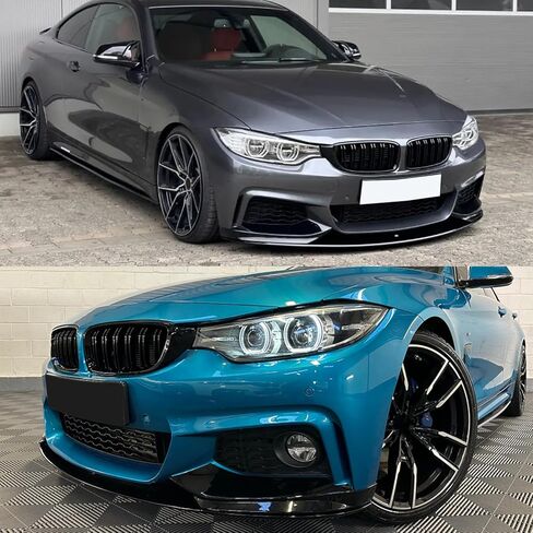 شفة مقسمة أمامية متوافقة مع BMW 4 Series F32 2014-2020 420i 428i 430i 435i 440i M Sport، ABS ممتص الصدمات الأمامي ملمع شفاه أسود in Saudi Arabia