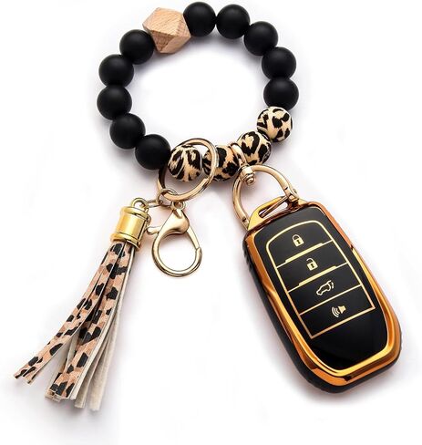 لملحقات غطاء Toyota Key Fob، مادة TPU غير اللامعة، مع سلسلة مفاتيح جلدية لطيفة، لـ RAV4، Highlander، C-HR، Corolla، Camry، Avalon، GT86 والمزيد. (رمادي مطفي، موديل-1) in Kuwait