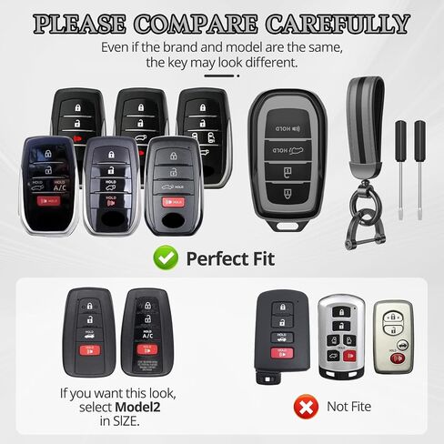 لملحقات غطاء Toyota Key Fob، مادة TPU غير اللامعة، مع سلسلة مفاتيح جلدية لطيفة، لـ RAV4، Highlander، C-HR، Corolla، Camry، Avalon، GT86 والمزيد. (رمادي مطفي، موديل-1) in Kuwait