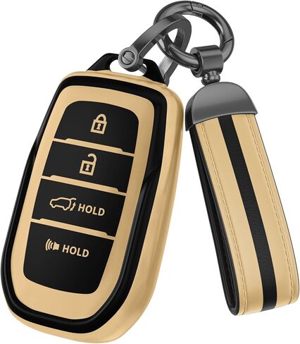 لملحقات غطاء Toyota Key Fob، مادة TPU غير اللامعة، مع سلسلة مفاتيح جلدية لطيفة، لـ RAV4، Highlander، C-HR، Corolla، Camry، Avalon، GT86 والمزيد. (رمادي مطفي، موديل-1) in Kuwait