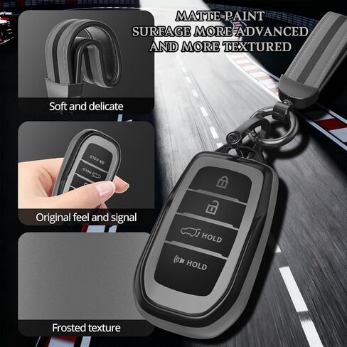 لملحقات غطاء Toyota Key Fob، مادة TPU غير اللامعة، مع سلسلة مفاتيح جلدية لطيفة، لـ RAV4، Highlander، C-HR، Corolla، Camry، Avalon، GT86 والمزيد. (رمادي مطفي، موديل-1) in Kuwait