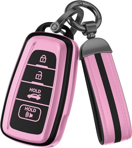 لملحقات غطاء Toyota Key Fob، مادة TPU غير اللامعة، مع سلسلة مفاتيح جلدية لطيفة، لـ RAV4، Highlander، C-HR، Corolla، Camry، Avalon، GT86 والمزيد. (رمادي مطفي، موديل-1) in Kuwait