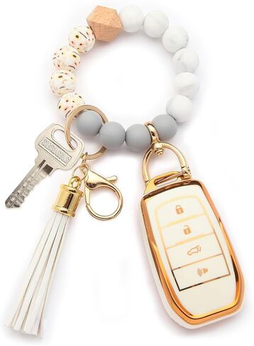 لملحقات غطاء Toyota Key Fob، مادة TPU غير اللامعة، مع سلسلة مفاتيح جلدية لطيفة، لـ RAV4، Highlander، C-HR، Corolla، Camry، Avalon، GT86 والمزيد. (رمادي مطفي، موديل-1) in Kuwait