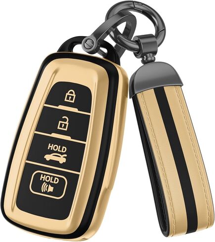 لملحقات غطاء Toyota Key Fob، مادة TPU غير اللامعة، مع سلسلة مفاتيح جلدية لطيفة، لـ RAV4، Highlander، C-HR، Corolla، Camry، Avalon، GT86 والمزيد. (رمادي مطفي، موديل-1) in Kuwait