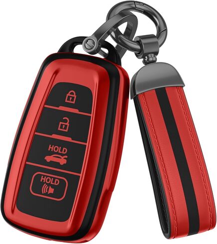 لملحقات غطاء Toyota Key Fob، مادة TPU غير اللامعة، مع سلسلة مفاتيح جلدية لطيفة، لـ RAV4، Highlander، C-HR، Corolla، Camry، Avalon، GT86 والمزيد. (رمادي مطفي، موديل-1) in Kuwait