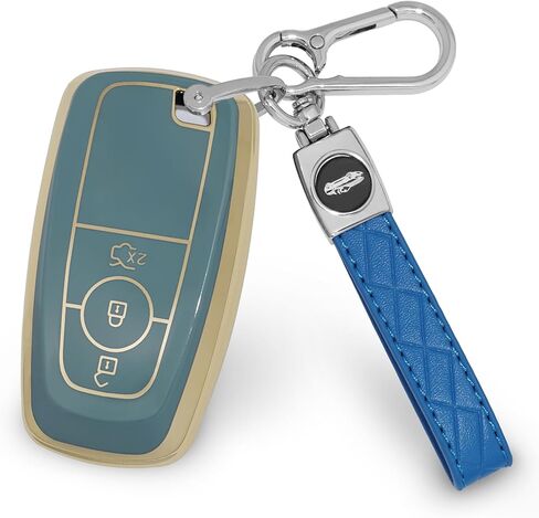 غطاء مفتاح Ford Key Fob، جراب مفاتيح TPU 3 أزرار حماية كاملة لسيارة Ford Explorer Bronco Fusion Edge Sport Escape Bronco F150 غطاء مفتاح سيارة وردي مع سلسلة مفاتيح in Kuwait