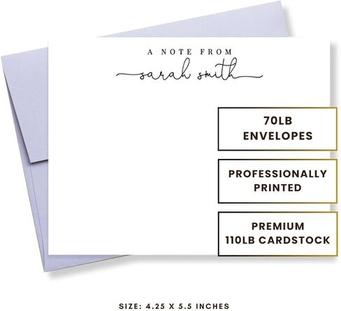 مذكرة ثابتة شخصية للنساء والرجال، ملاحظة من مجموعة القرطاسية المخصصة للنص، بطاقات الملاحظات المسطحة والمغلفات المصنوعة يدويًا in Kuwait