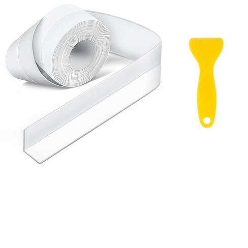 White Caulk Tape Self Adhesive, Waterproof Toilet Caulk Sealant Tape, Shower Seal Strip for Kitchen, Countertop, Bathroom, Bathtub, Sink, Toilet Edge Protector with Sealing Tool (1.5"x16.4Ft) in Kuwait