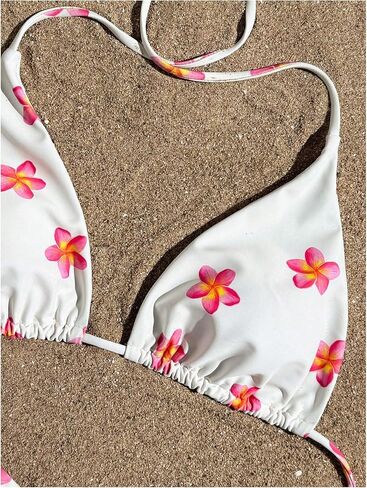 Floerns Women's Bikini Sets Floral Print Triangle Halter Swimsuit Cheeky 2 Piece Bathing Suit in Kuwait