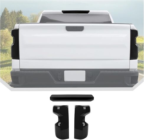 JeCar Smoked Tail Light Cover 3rd Third Brake Light Cover Trim Guards Kit for Chevy Silverado 2022-2025 - ABS Tail Lamp Overlay Trim Protector, Rear Taillight Decoration Accessories in Saudi Arabia
