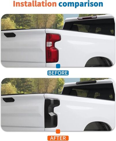 JeCar Smoked Tail Light Cover 3rd Third Brake Light Cover Trim Guards Kit for Chevy Silverado 2022-2025 - ABS Tail Lamp Overlay Trim Protector, Rear Taillight Decoration Accessories in Saudi Arabia