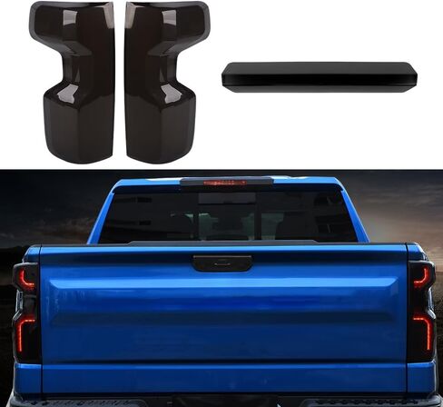 JeCar Smoked Tail Light Cover 3rd Third Brake Light Cover Trim Guards Kit for Chevy Silverado 2022-2025 - ABS Tail Lamp Overlay Trim Protector, Rear Taillight Decoration Accessories in Saudi Arabia