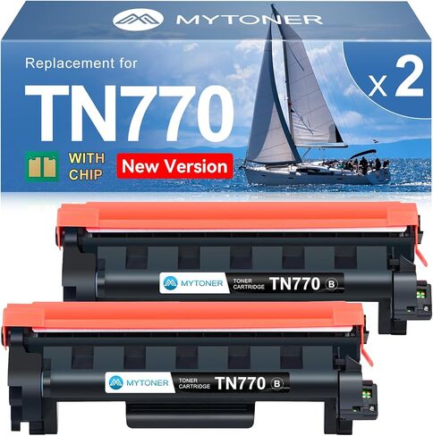 استبدال مسحوق الحبر المتوافق مع MYTONER لخرطوشة الحبر الأسود Brother TN-770 TN770 فائقة الإنتاجية لطابعة HL-L2370DW L2370DWXL MFC-L2750DW L2750DWXL 4,500 صفحة، عبوتان in Saudi Arabia
