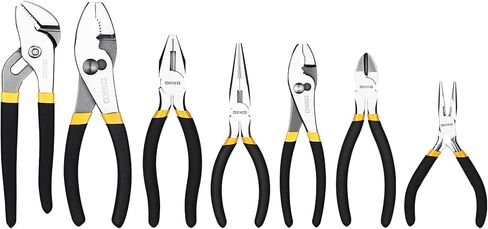 7PCS Plier Set, 8" Water Pump/Tongue and Groove Plier, 7"Diagonal Cutting, 6" Long Nose/Tongue and Groove/Side Cutting, Mini Long Nose with Storage Bag, for Home Repair DIY Professional Use in Saudi Arabia