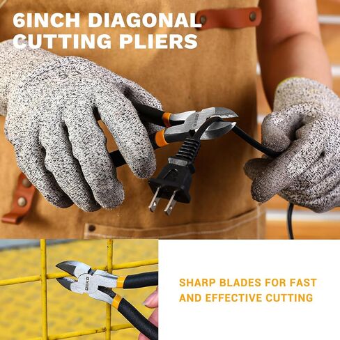 7PCS Plier Set, 8" Water Pump/Tongue and Groove Plier, 7"Diagonal Cutting, 6" Long Nose/Tongue and Groove/Side Cutting, Mini Long Nose with Storage Bag, for Home Repair DIY Professional Use in Saudi Arabia