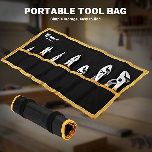 7PCS Plier Set, 8" Water Pump/Tongue and Groove Plier, 7"Diagonal Cutting, 6" Long Nose/Tongue and Groove/Side Cutting, Mini Long Nose with Storage Bag, for Home Repair DIY Professional Use in Saudi Arabia