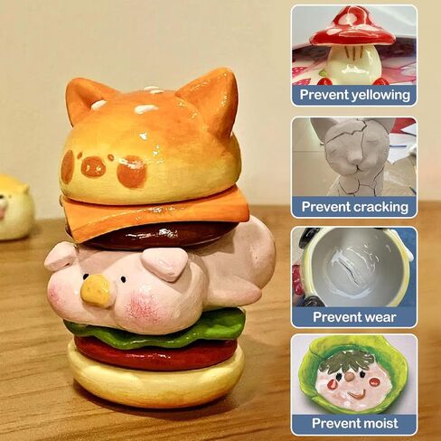 Air Dry Clay Varnish,50ml Gloss Finish Glaze for Air Dry Clay, Clay Paint for Pottery Air Dry, High Gloss & Scratch Resistant & Waterproof, Design for Air Dry Clay Pottery (Gloss Varnish) in Kuwait