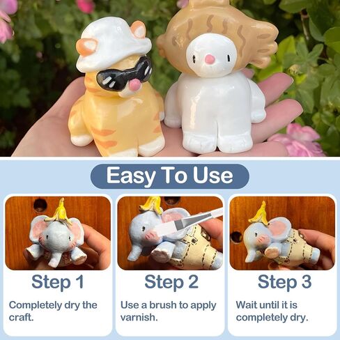 Air Dry Clay Varnish,50ml Gloss Finish Glaze for Air Dry Clay, Clay Paint for Pottery Air Dry, High Gloss & Scratch Resistant & Waterproof, Design for Air Dry Clay Pottery (Gloss Varnish) in Kuwait