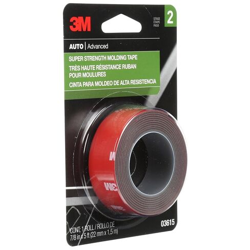 3M Super Strength Molding Tape 03615, 7/8 in x 5 ft Roll – Automotive Grade Double-Sided Attachment Tape for Permanent Car Trim, Moldings and Emblems, Weather-Resistant Adhesive, No Tools Required in Kuwait