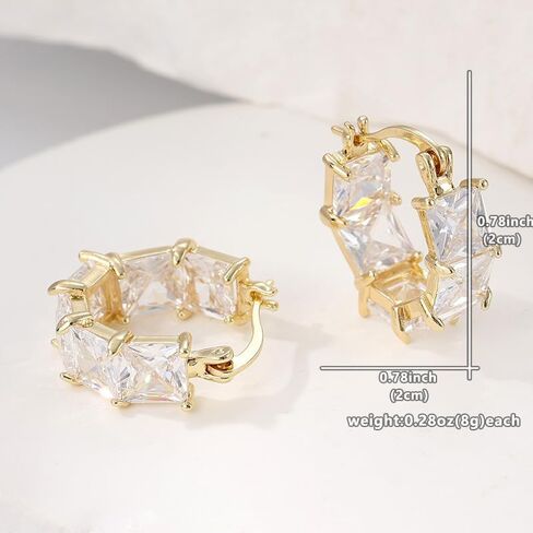 Elegant and Simple Square Synthetic Zircon Hoop Earrings, A Classic and Versatile Jewelry for Women's Daily Wear in Saudi Arabia