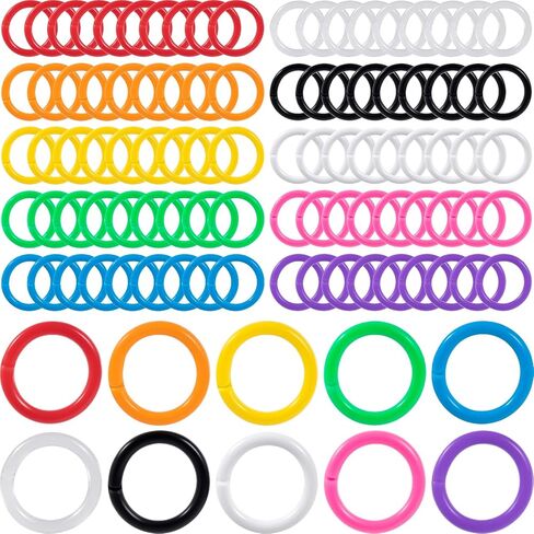100 قطعة من حلقات أوراق الشجر الفضفاضة، 1.1 بوصة معرف 0.79 بوصة حلقات كتب بلاستيكية لبطاقات الفلاش، بطاقات مؤشر سلسلة مفاتيح مفتوحة ملونة، مشابك دائرية للمنزل والمكتب DIY-10 ألوان in Kuwait