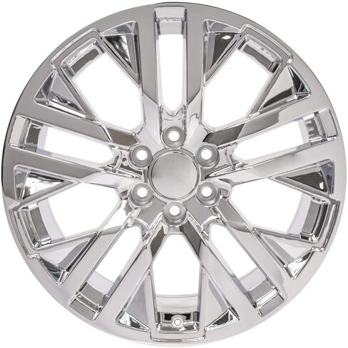 إطارات وإطارات OE Wheels CV38 مقاس 22 بوصة تناسب طراز Sierra 1500 6x139.7 22x9 كروم - هولاندر 5903 - TS-37 AT 285/45-22 (مجموعة من 4) in Saudi Arabia