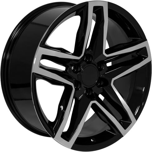 إطارات وإطارات OE Wheels CV34 مقاس 22 بوصة تناسب Silverado 1500 Trail Boss Style 6x139.7 22x9 مصنعة باللون الأسود اللامع - Hollander 5911 - TS-37 AT 285/45-22 (مجموعة من 4) in Saudi Arabia