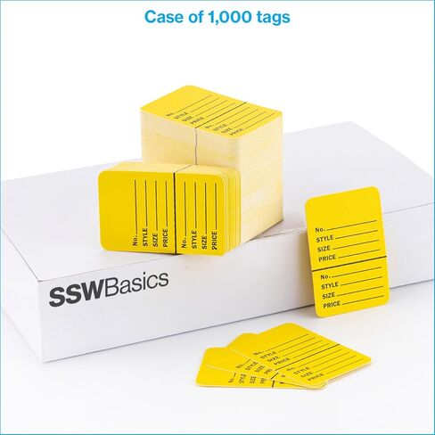 بطاقات أسعار ملابس قسيمة مثقوبة صفراء غير مربوطة من SSWBasics (عرض 1¼ بوصة × ارتفاع 1⅞ بوصة) - 1000 قطعة. بطاقات متينة للملابس، حل مثالي لبطاقات الأسعار in Saudi Arabia