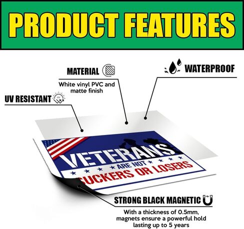 [7.5"x4.5"] Veterans are Not Suckers Or Losers Magnetic Bumper Stickers Politcal Bumper Sticker American US Flag Patriotic Stickers Veterans for Harris Magnet Sticker Political Magnet for Car in Saudi Arabia