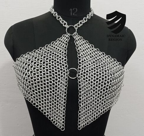 حمالة صدر نسائية من الألومنيوم بعقب Chainmail قابلة للتعديل، مقاس 10 مم، فضي in Saudi Arabia