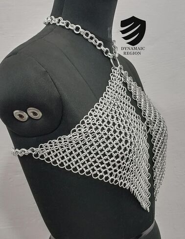 حمالة صدر نسائية من الألومنيوم بعقب Chainmail قابلة للتعديل، مقاس 10 مم، فضي in Saudi Arabia