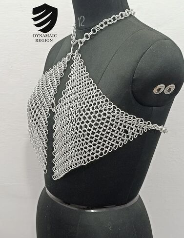 حمالة صدر نسائية من الألومنيوم بعقب Chainmail قابلة للتعديل، مقاس 10 مم، فضي in Saudi Arabia